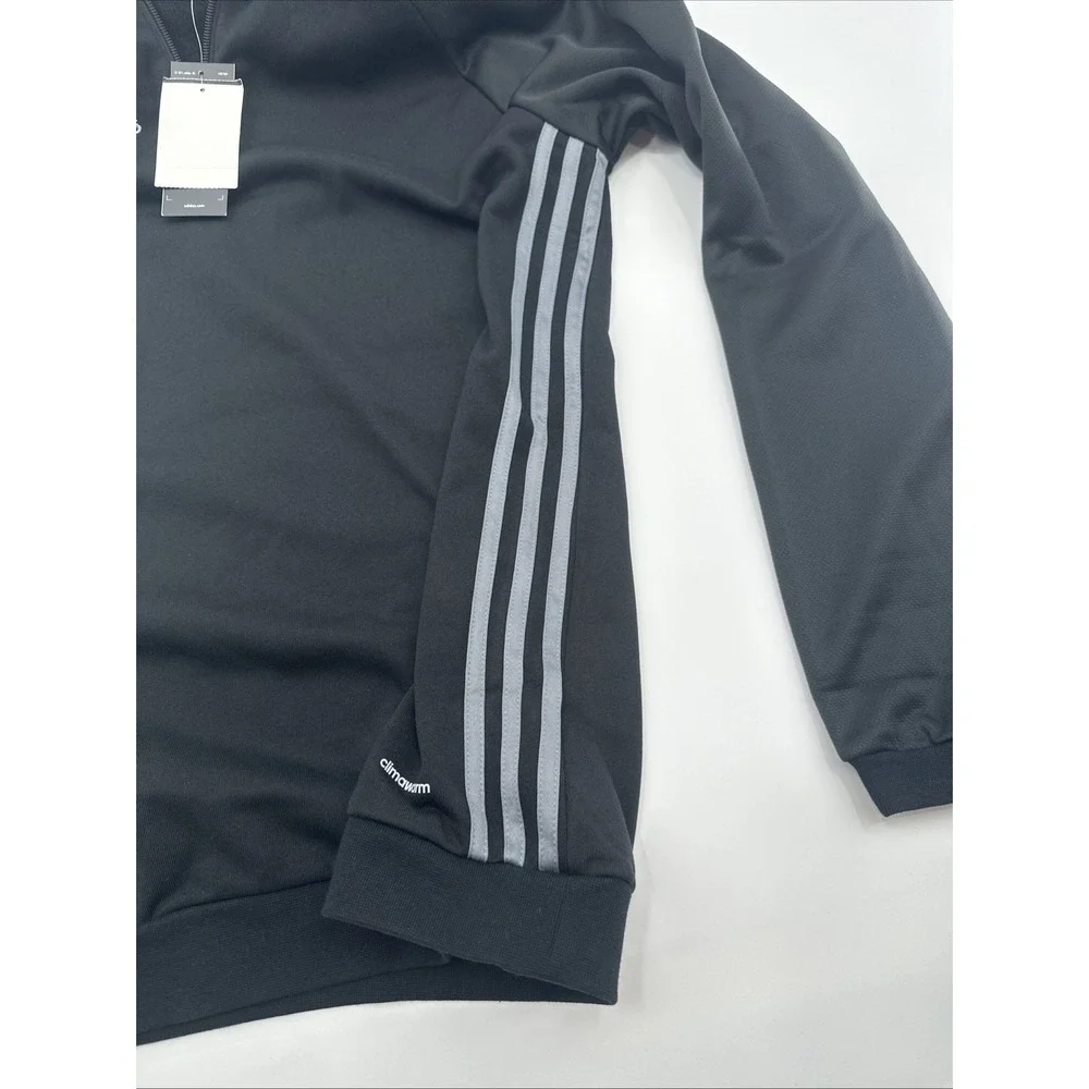 NEW Adidas Hoodie Mens M Black 1/4 Zip Sweatshirt Climawarm Heavy Stitch‎ Logo